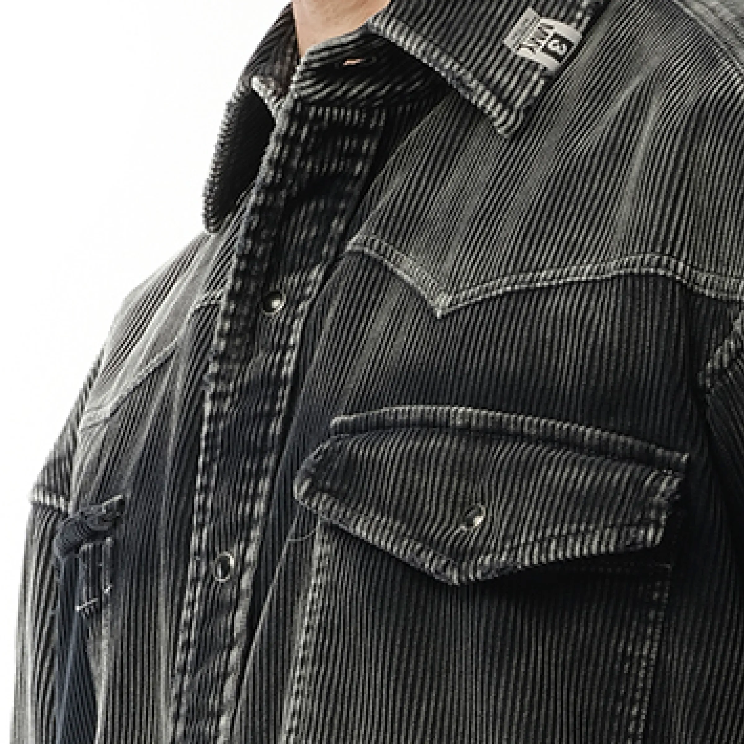 Aged Corduroy Shirts in Black sold by MARAIS product image thumbnail 3