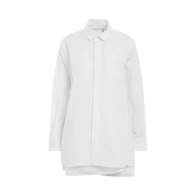Cotton Layered Poplin Shirt in White sold by MARAIS
