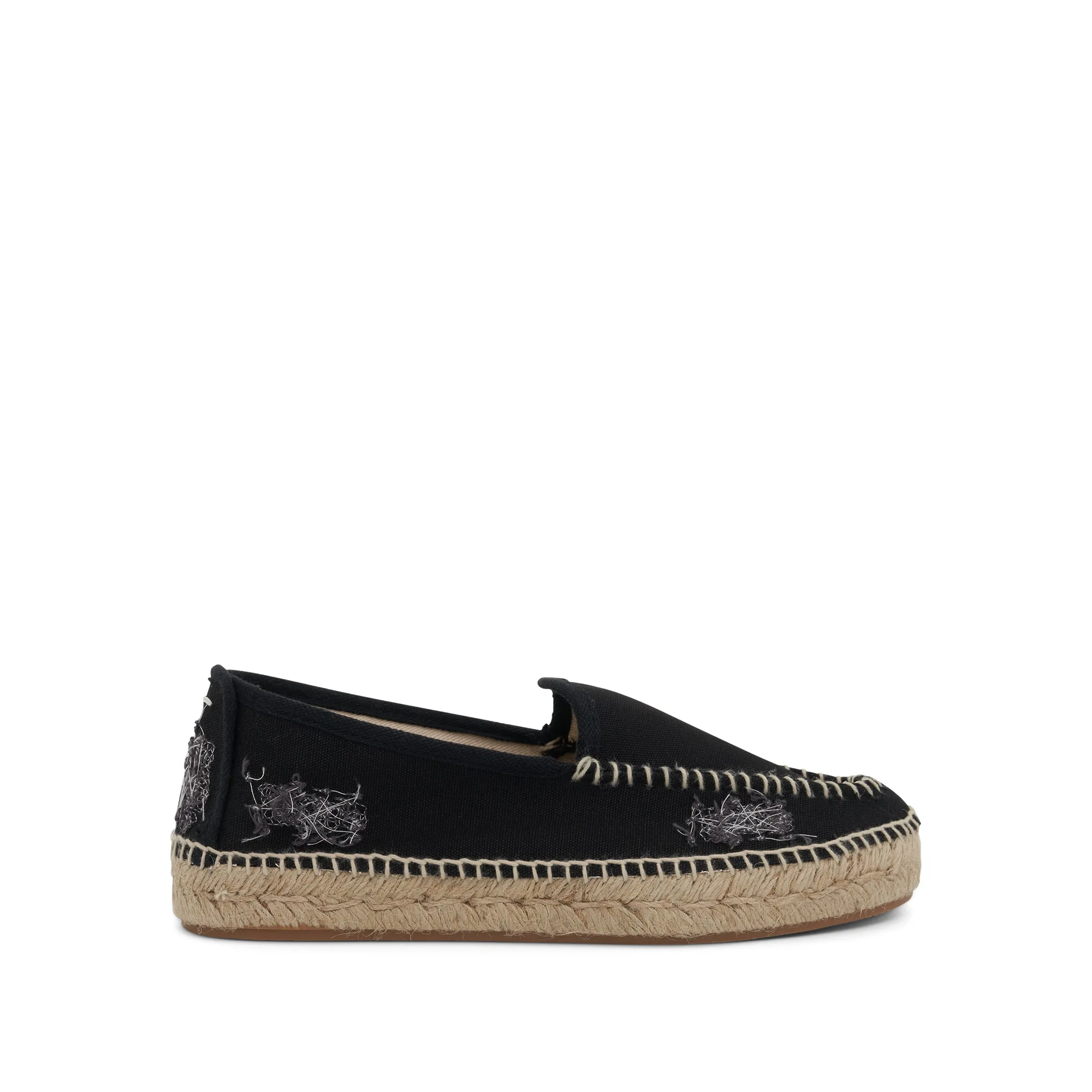 Embroidered Espadrilles in Black sold by MARAIS