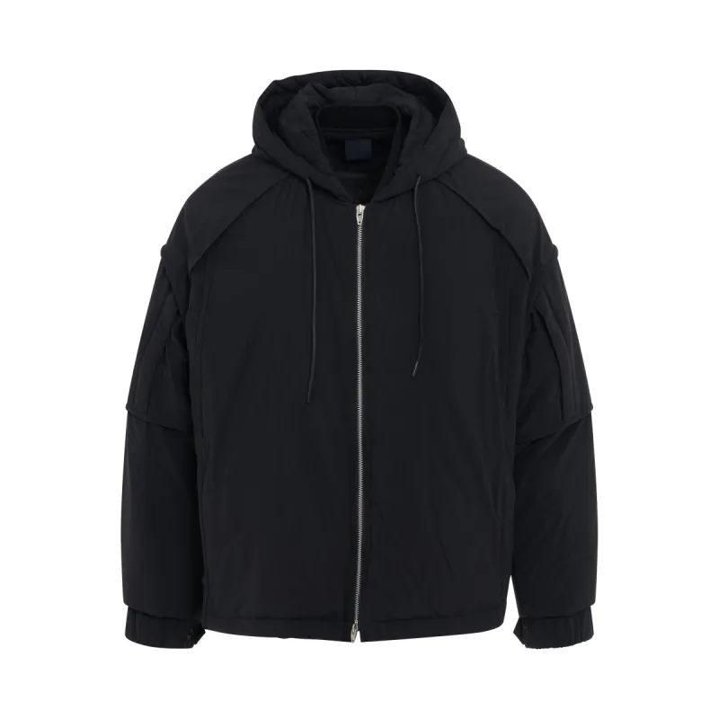 Nylon Layered Quilted Jacket in Black sold by MARAIS
