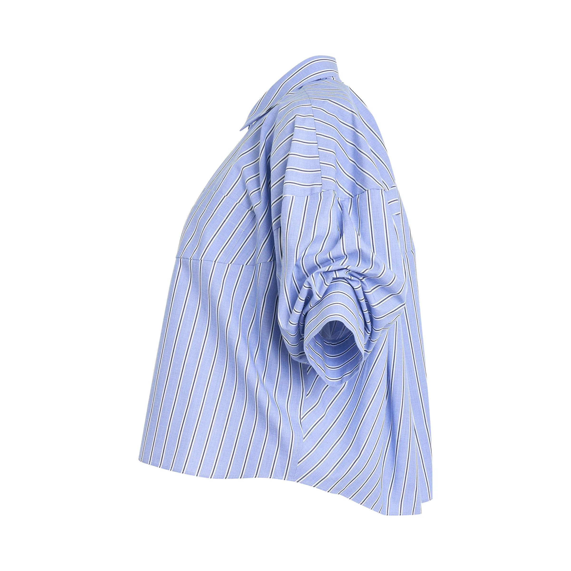 Cotton Balloon Sleeve Shirt in Light Blue Stripe sold by MARAIS product image thumbnail 3