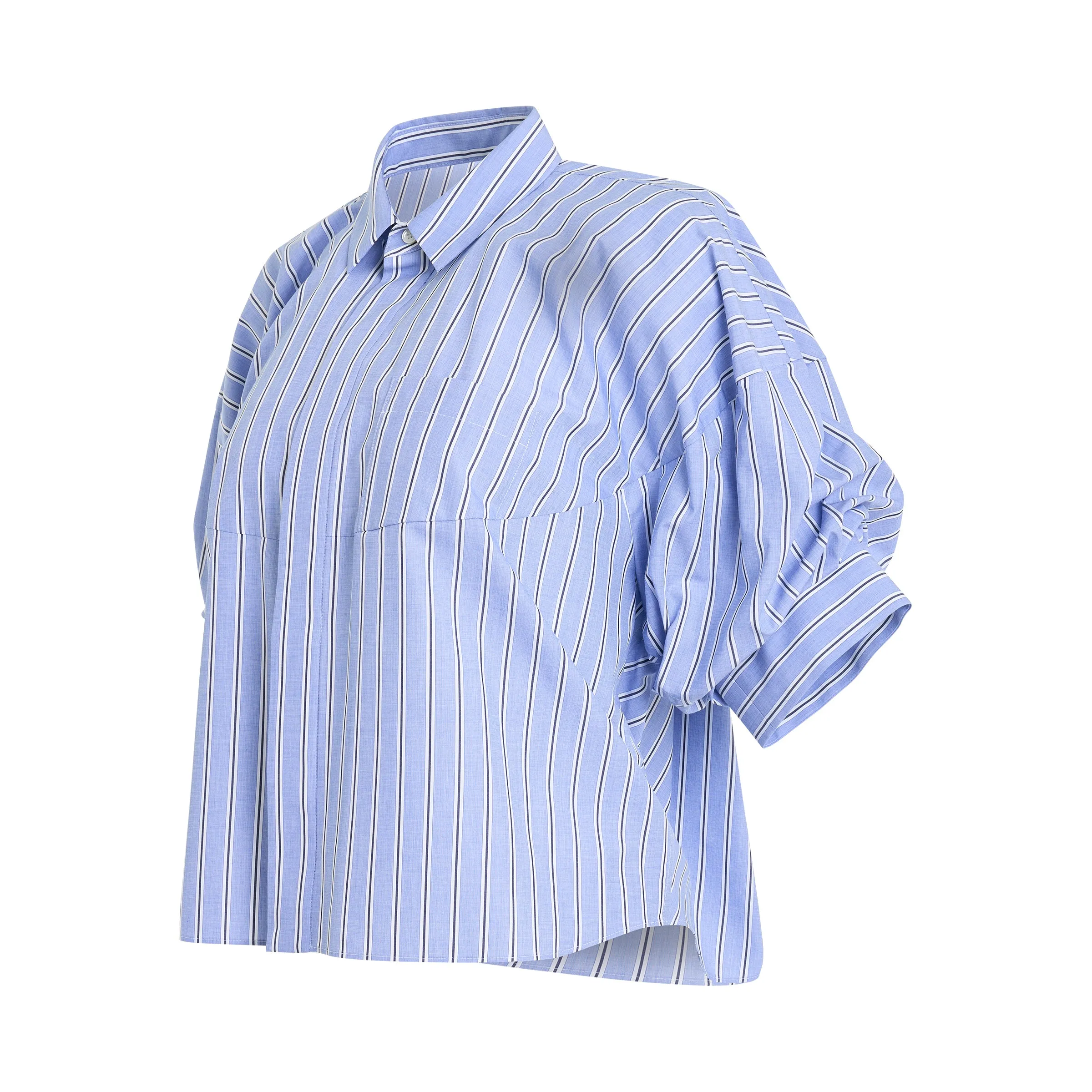 Cotton Balloon Sleeve Shirt in Light Blue Stripe sold by MARAIS product image thumbnail 2