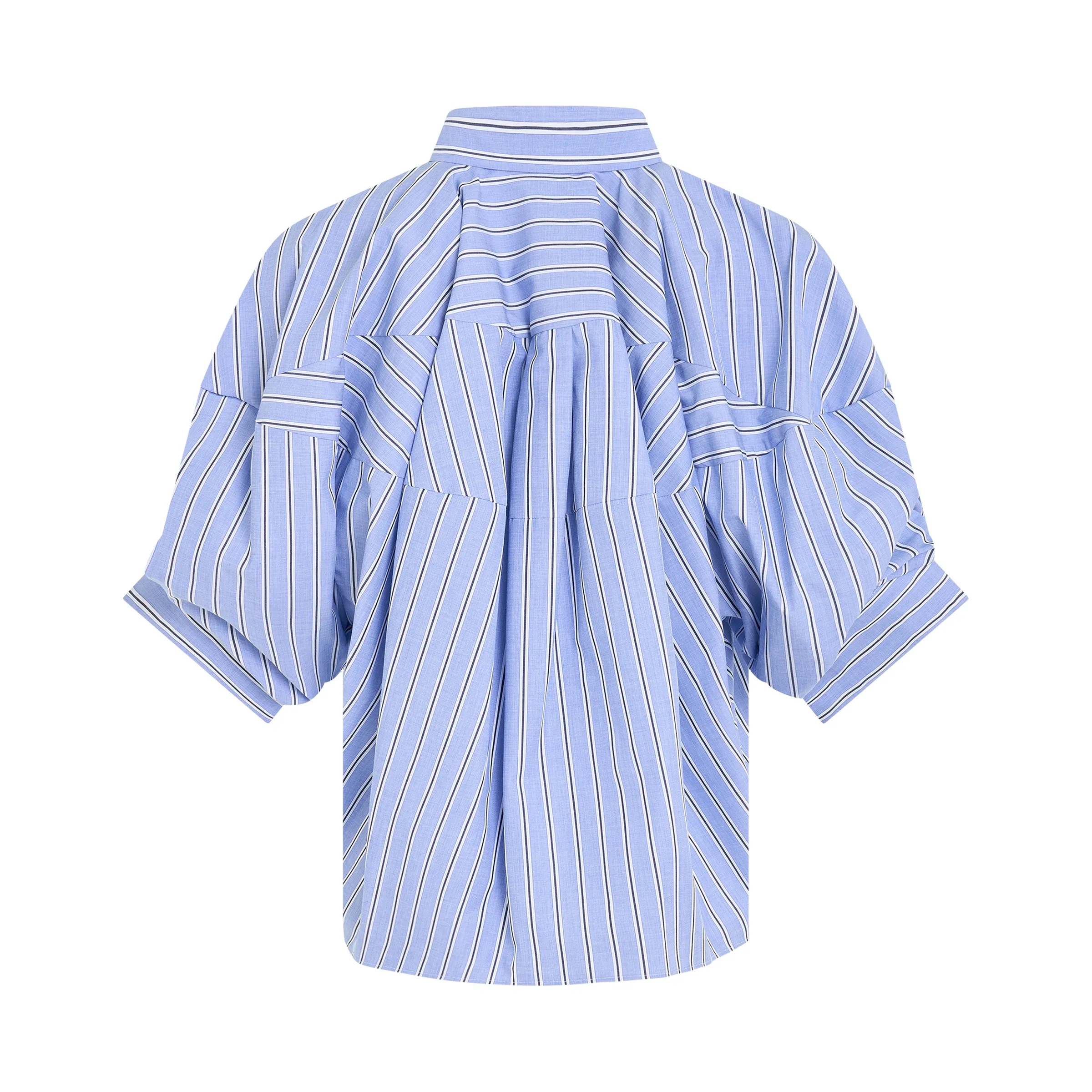 Cotton Balloon Sleeve Shirt in Light Blue Stripe sold by MARAIS product image thumbnail 4