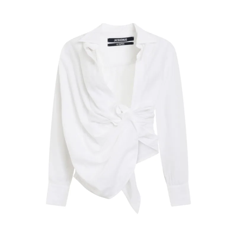 Bahia Tied Sash Shirt in White sold by MARAIS