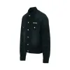 Logo Dirty Washed Denim Trucker Jacket in Black sold by MARAIS