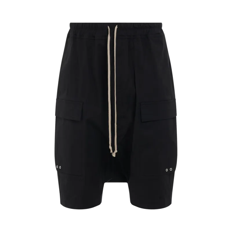 Woven Cargo Pod Cotton Shorts in Black sold by MARAIS