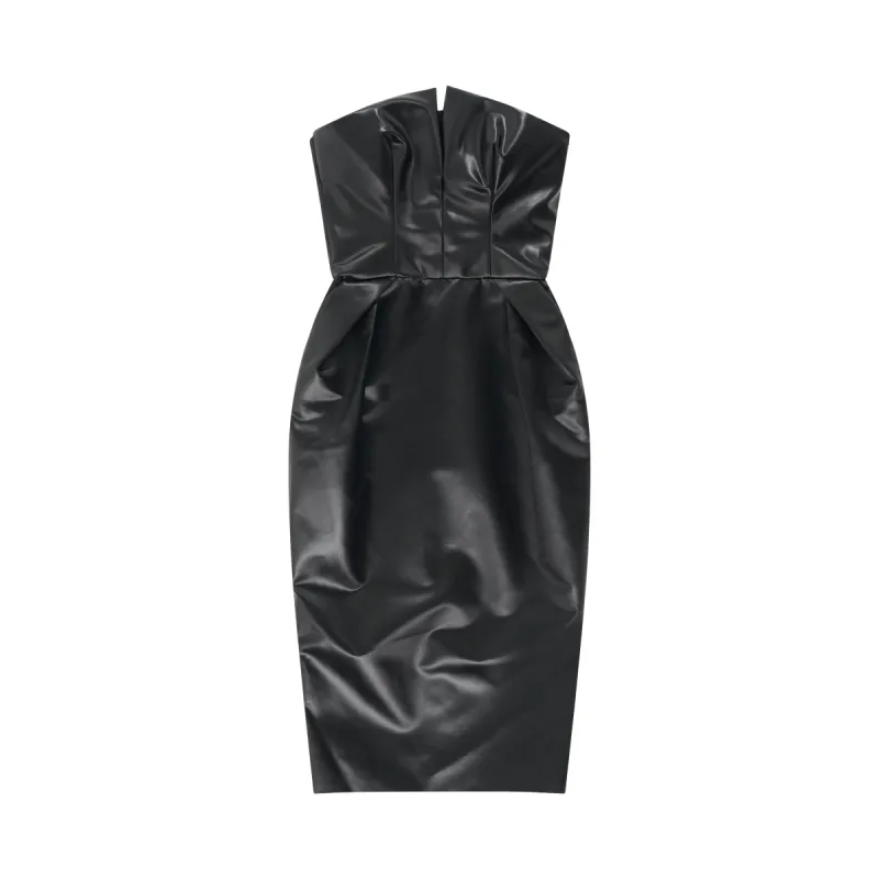 Cintzed Satin Dress in Black sold by MARAIS