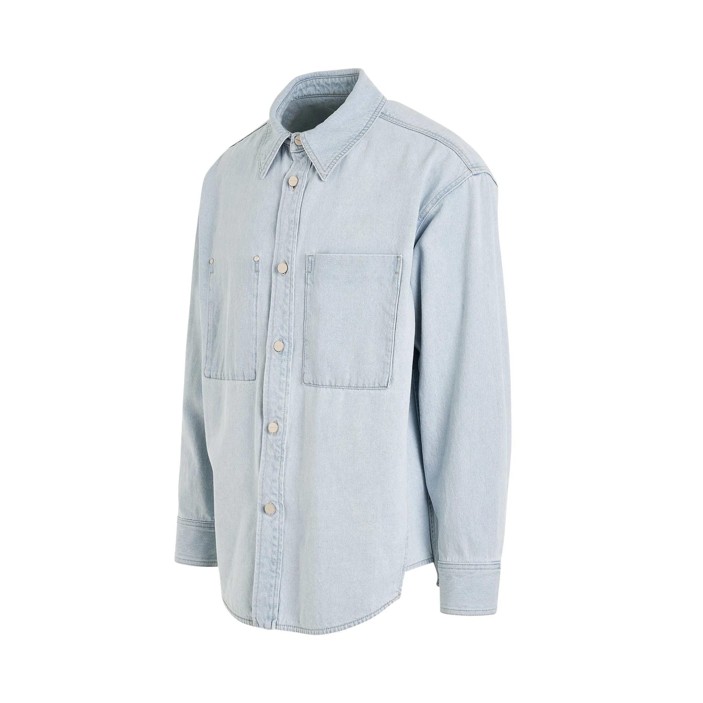 Denim Logo Print Shirt in Blue sold by MARAIS product image thumbnail 2