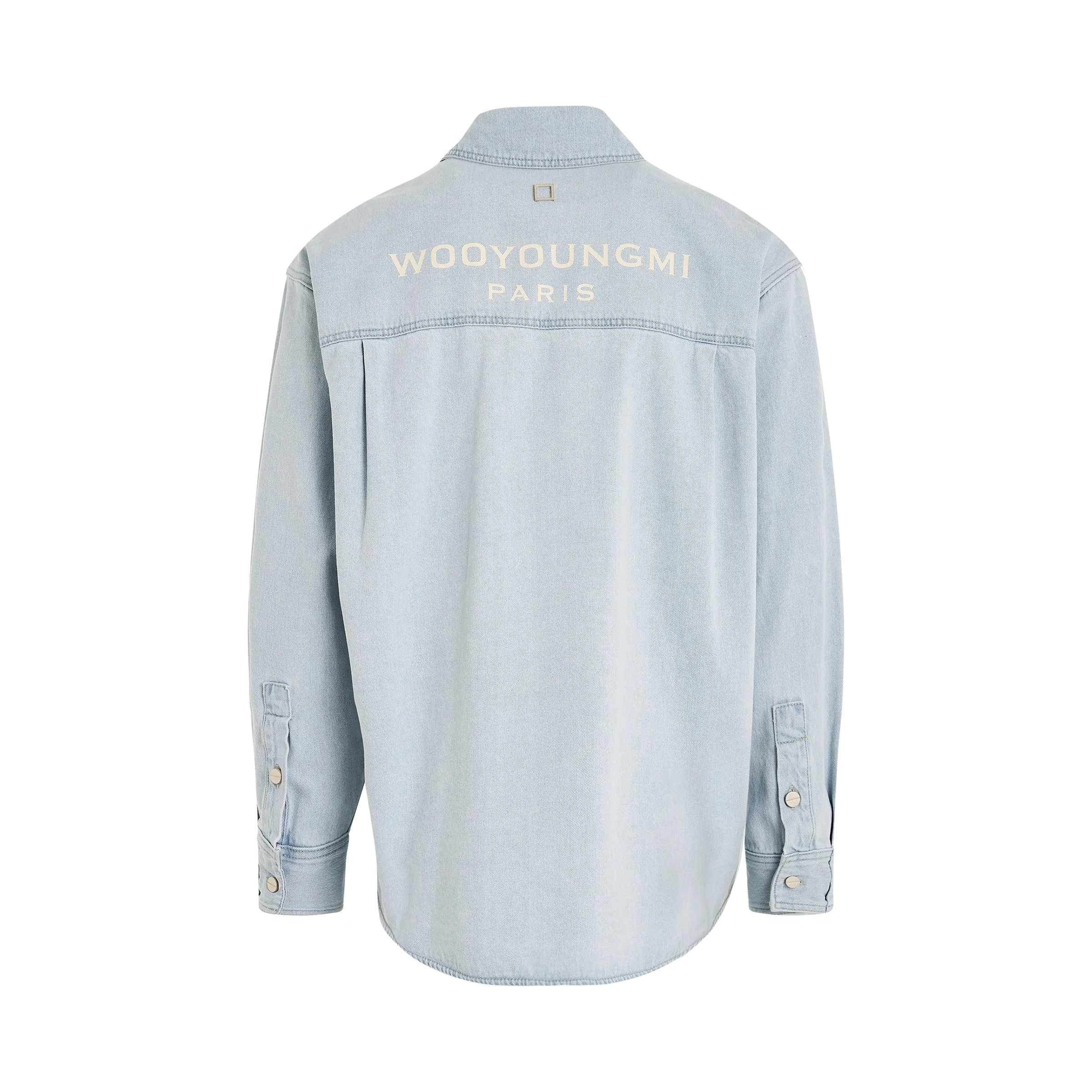 Denim Logo Print Shirt in Blue sold by MARAIS product image thumbnail 4