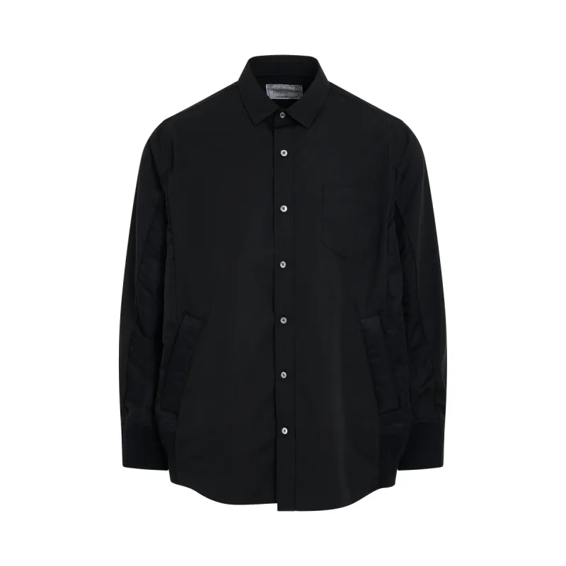 Cotton x Nylon Mix Shirt in Black sold by MARAIS
