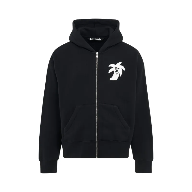 "Hunter" Logo Zipped Hoodie in Black sold by MARAIS