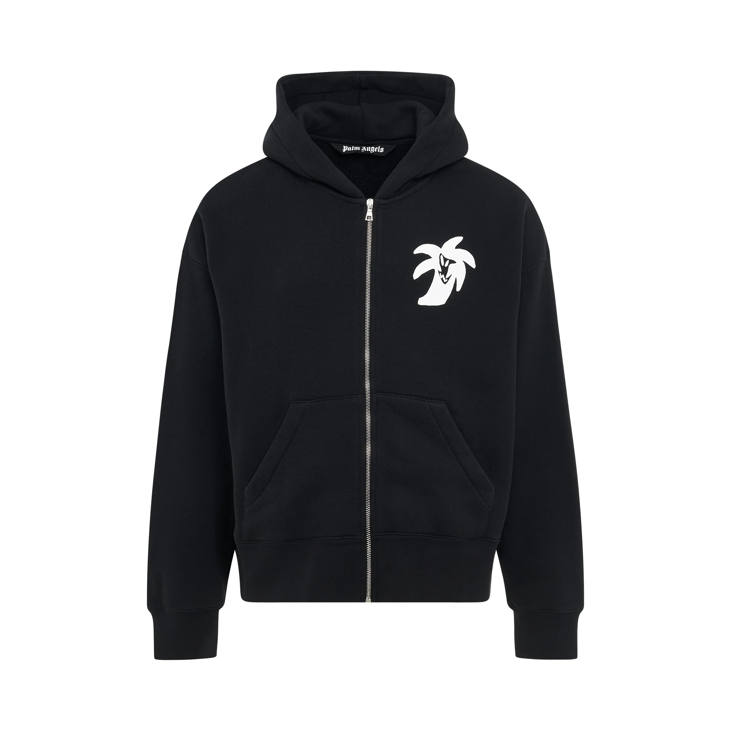 "Hunter" Logo Zipped Hoodie in Black sold by MARAIS