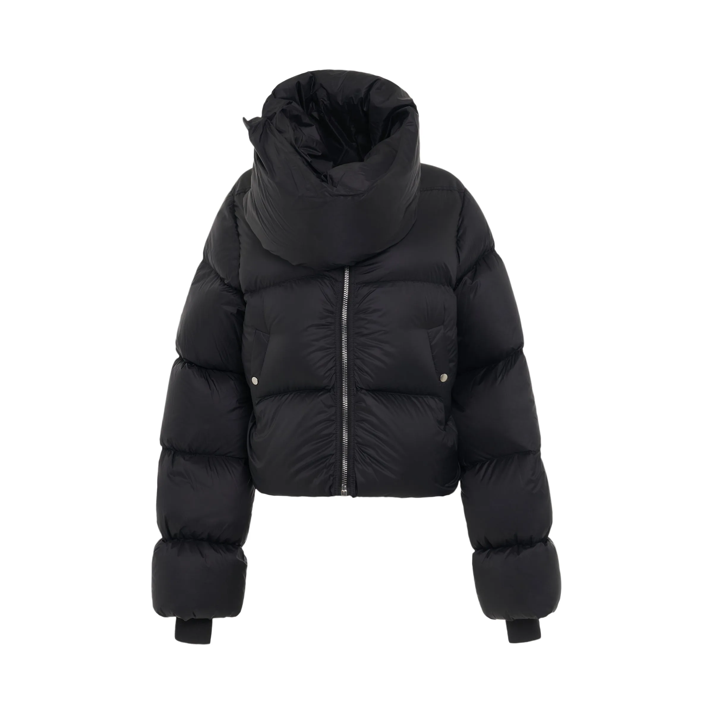 Funnel Neck Nylon Down Jacket in Black sold by MARAIS