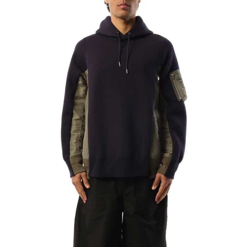 Sponge Sweat Nylon Twill Hoodie in Navy/Khaki sold by MARAIS