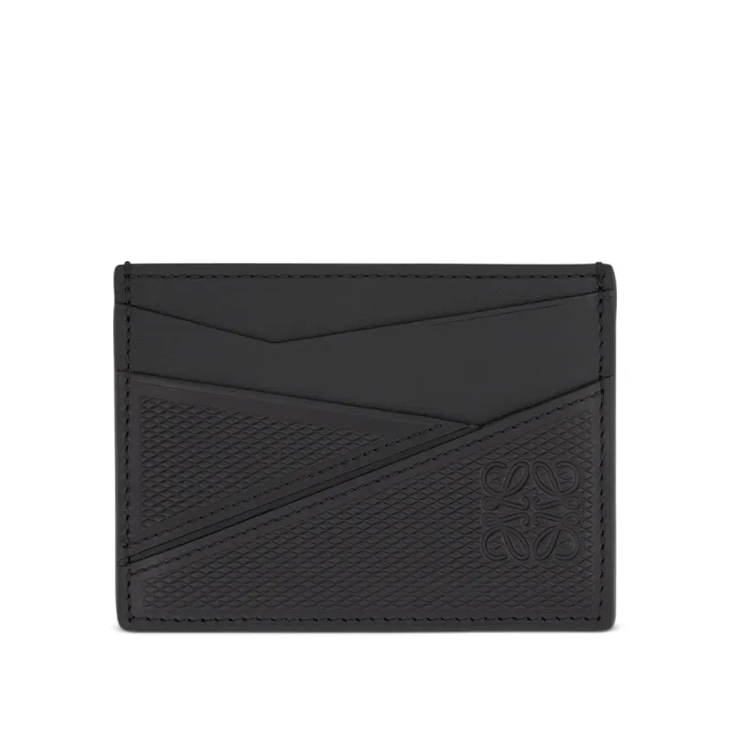 Puzzle Plain Cardholder in Diamond Calfskin in Black sold by MARAIS