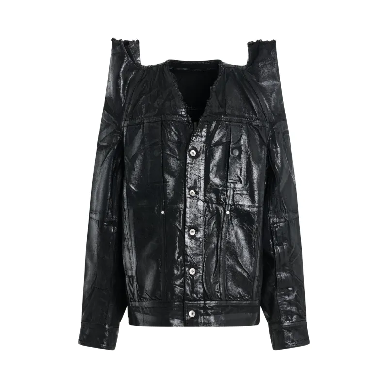Tec Worker Denim Jacket in Black sold by MARAIS