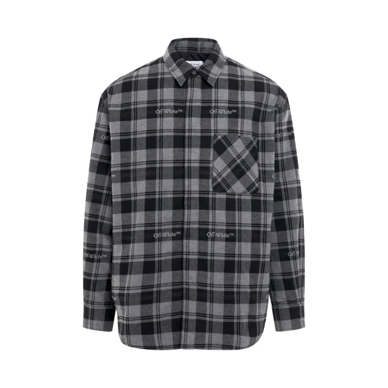 Check Flannel Padded Overshirt in Dark Grey sold by MARAIS