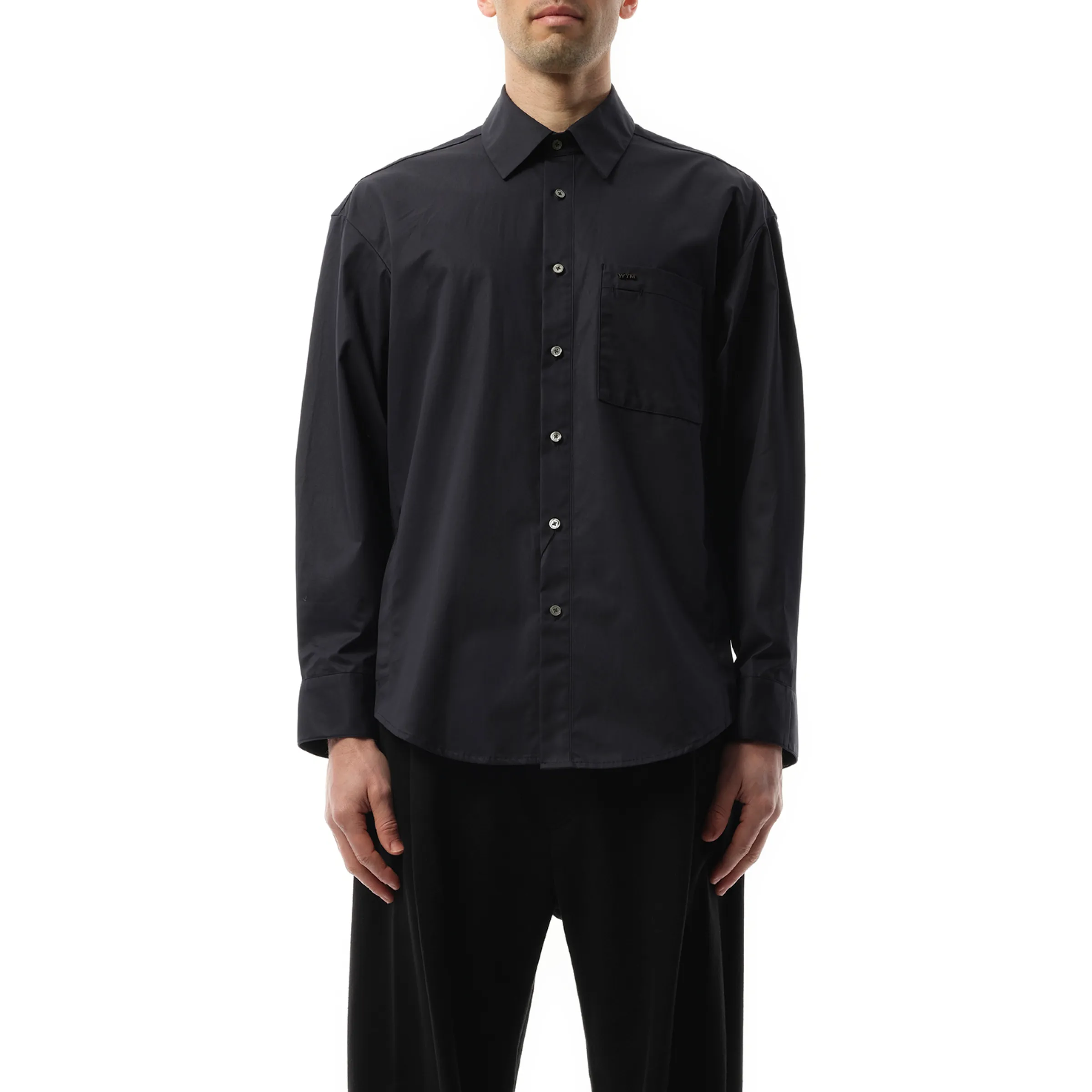 Logo Poplin Shirt in Navy sold by MARAIS