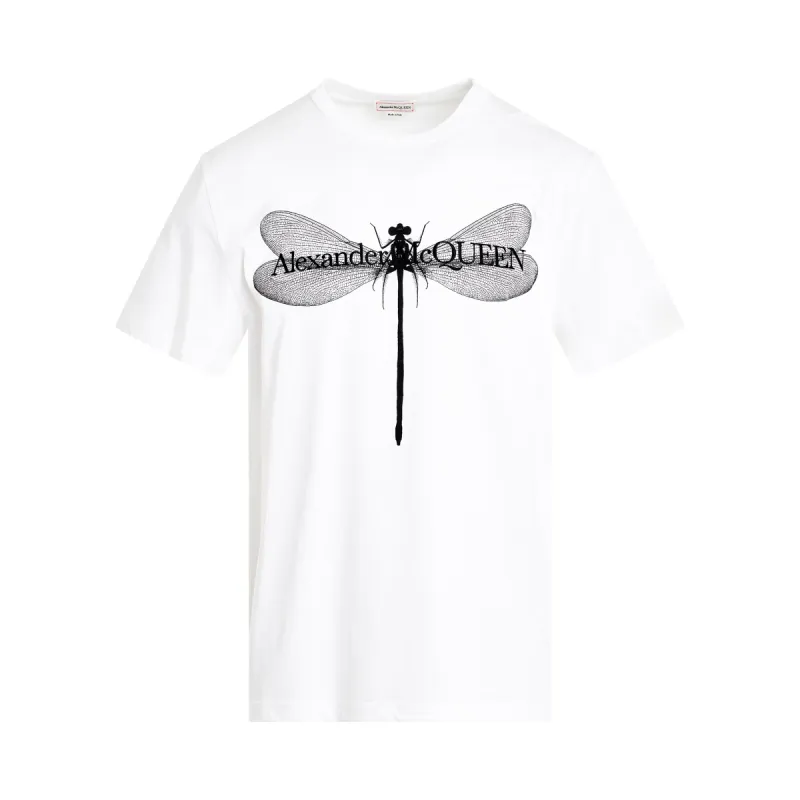 Dragonfly Print T-Shirt in White/Black sold by MARAIS