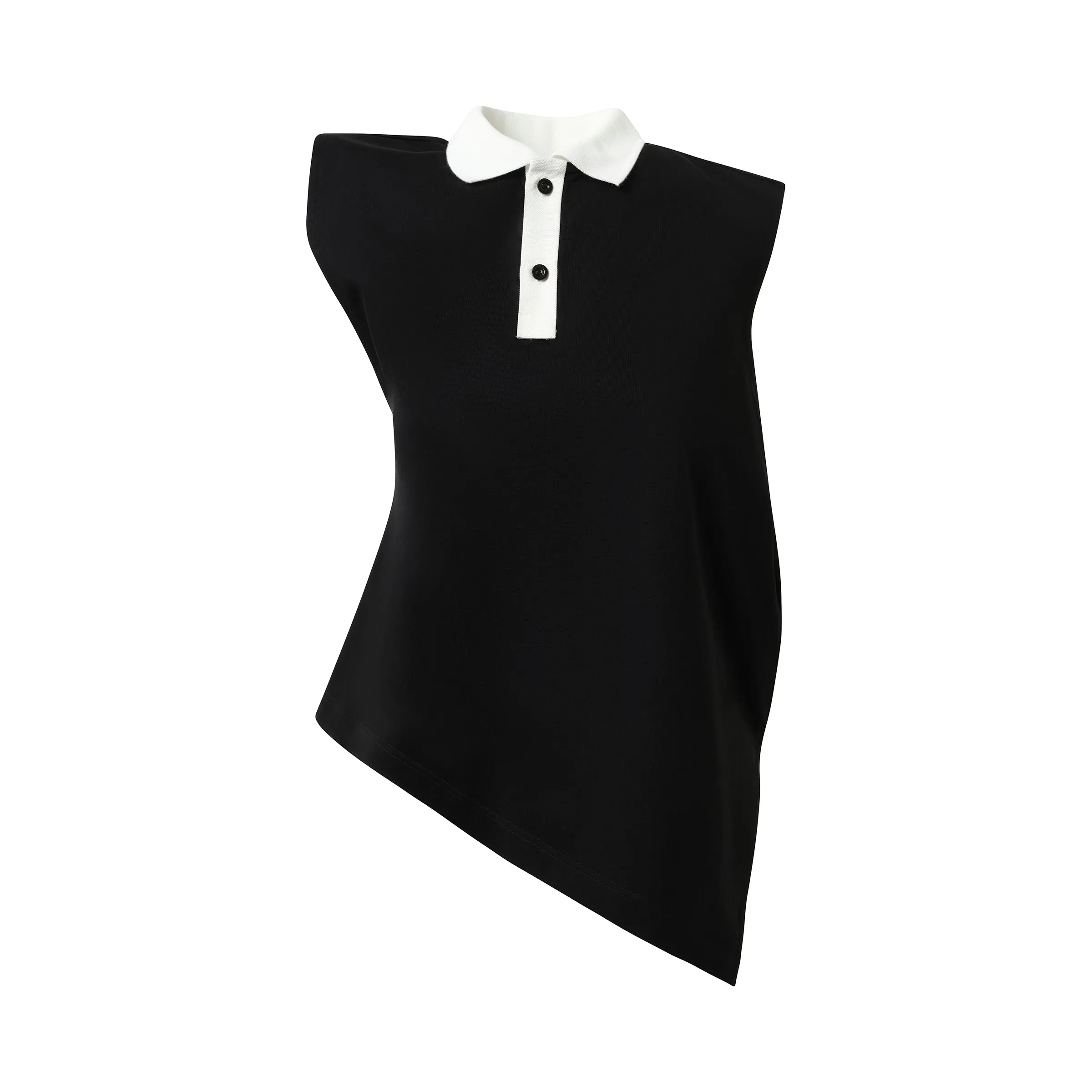 Cotton Poplin x Cotton Jersey Polo in Black sold by MARAIS product image thumbnail 2