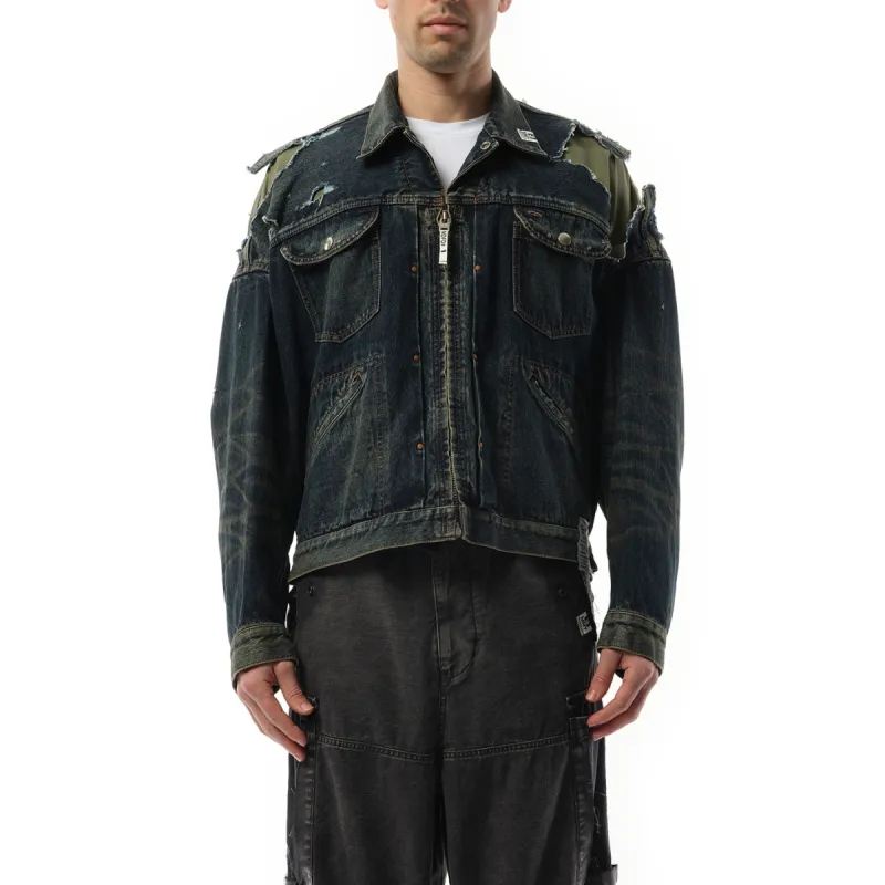 Layer Denim x Flight Jacket in Indigo sold by MARAIS