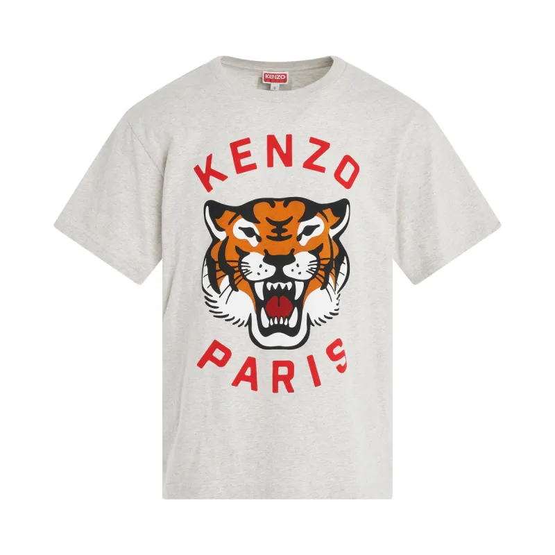 Lucky Tiger Oversized T-Shirt in Pale Grey sold by MARAIS
