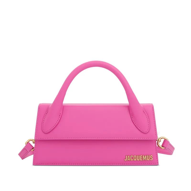 Le Chiquito Long Leather Bag in Neon Pink sold by MARAIS
