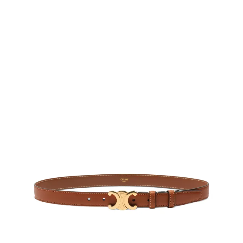 Triomphe Natural Calfskin Medium 25MM Belt in Tan sold by MARAIS