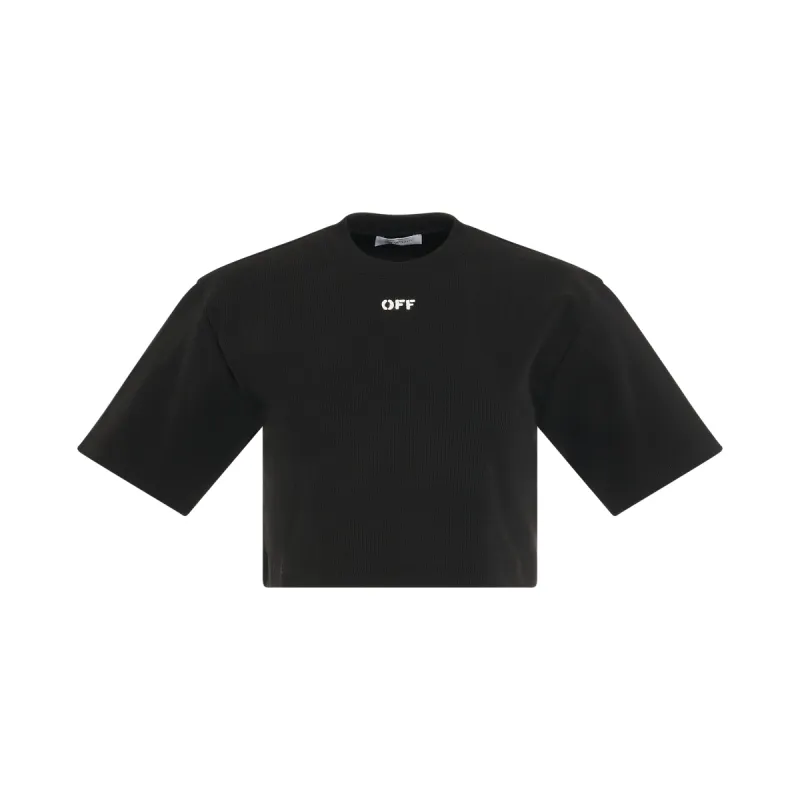 Off Stamp Rib Crop T-Shirt in Black sold by MARAIS