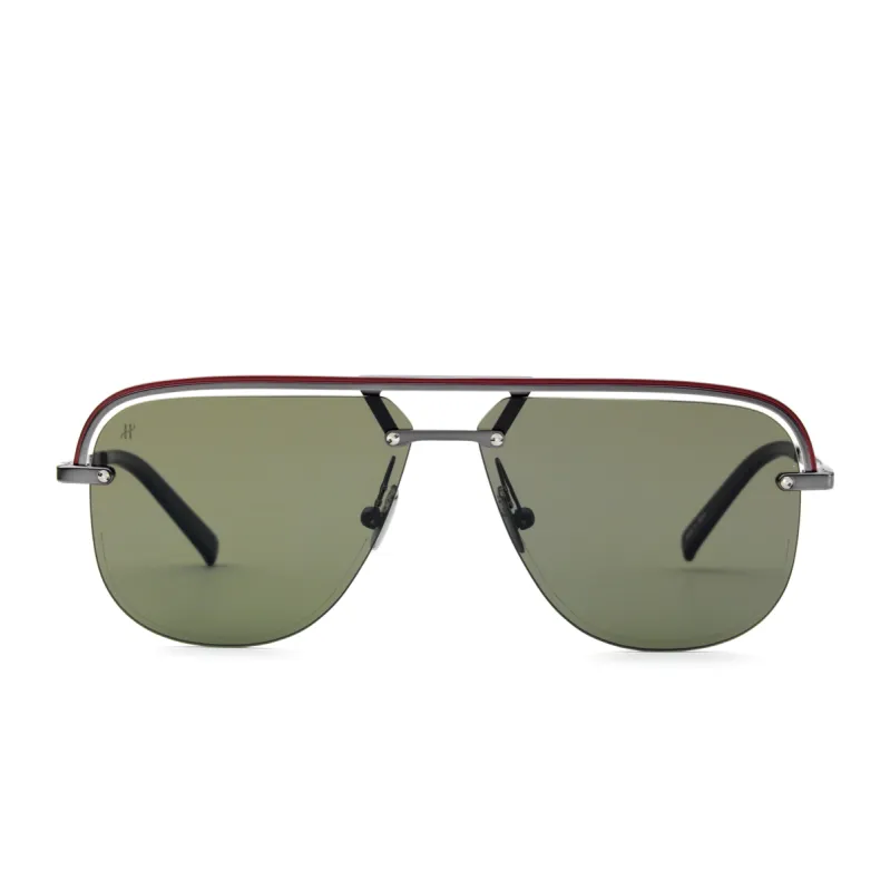 Gun Matte Aviator Sunglasses with Green Lens sold by MARAIS