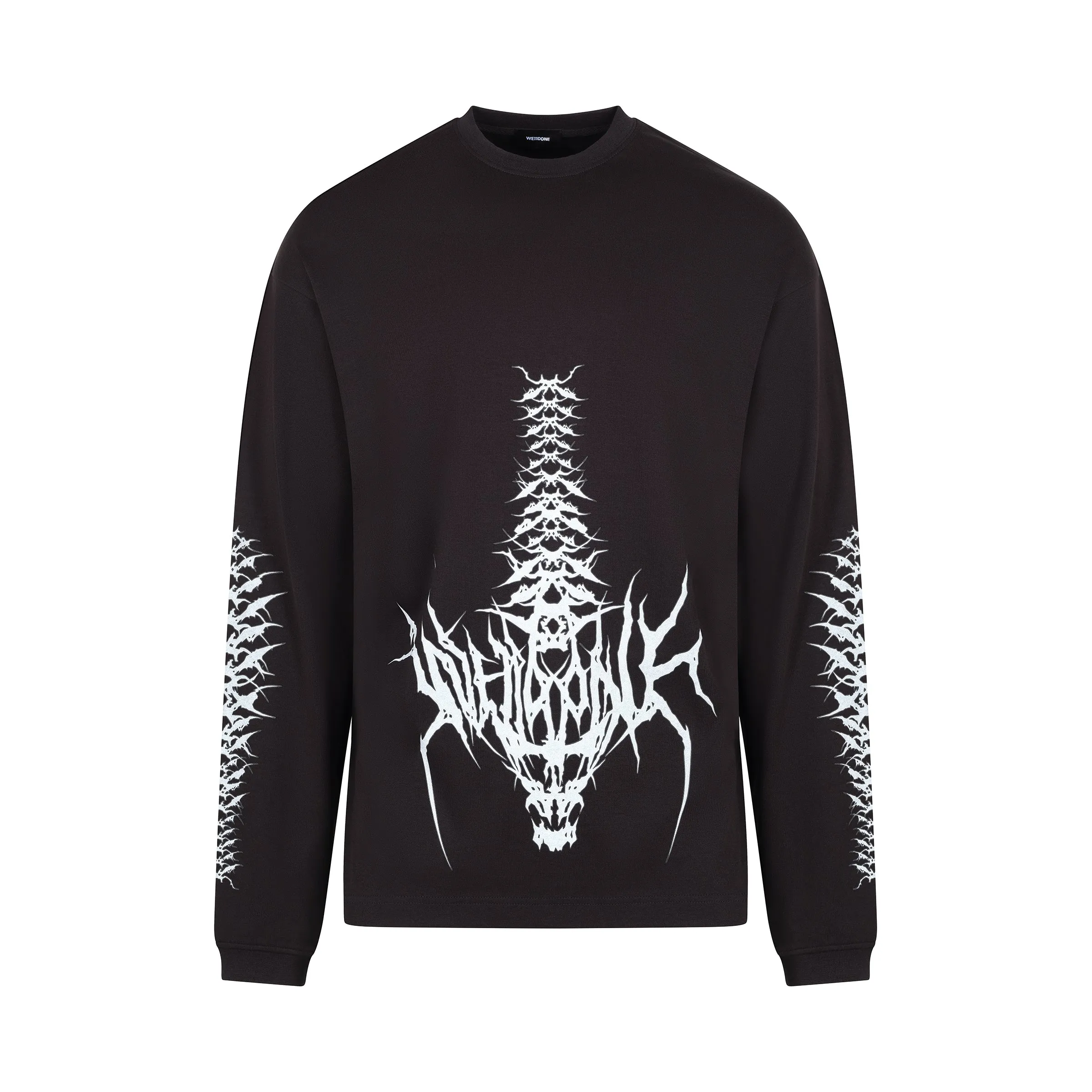 Spine Skull Print Long Sleeve T-Shirt in Black sold by MARAIS