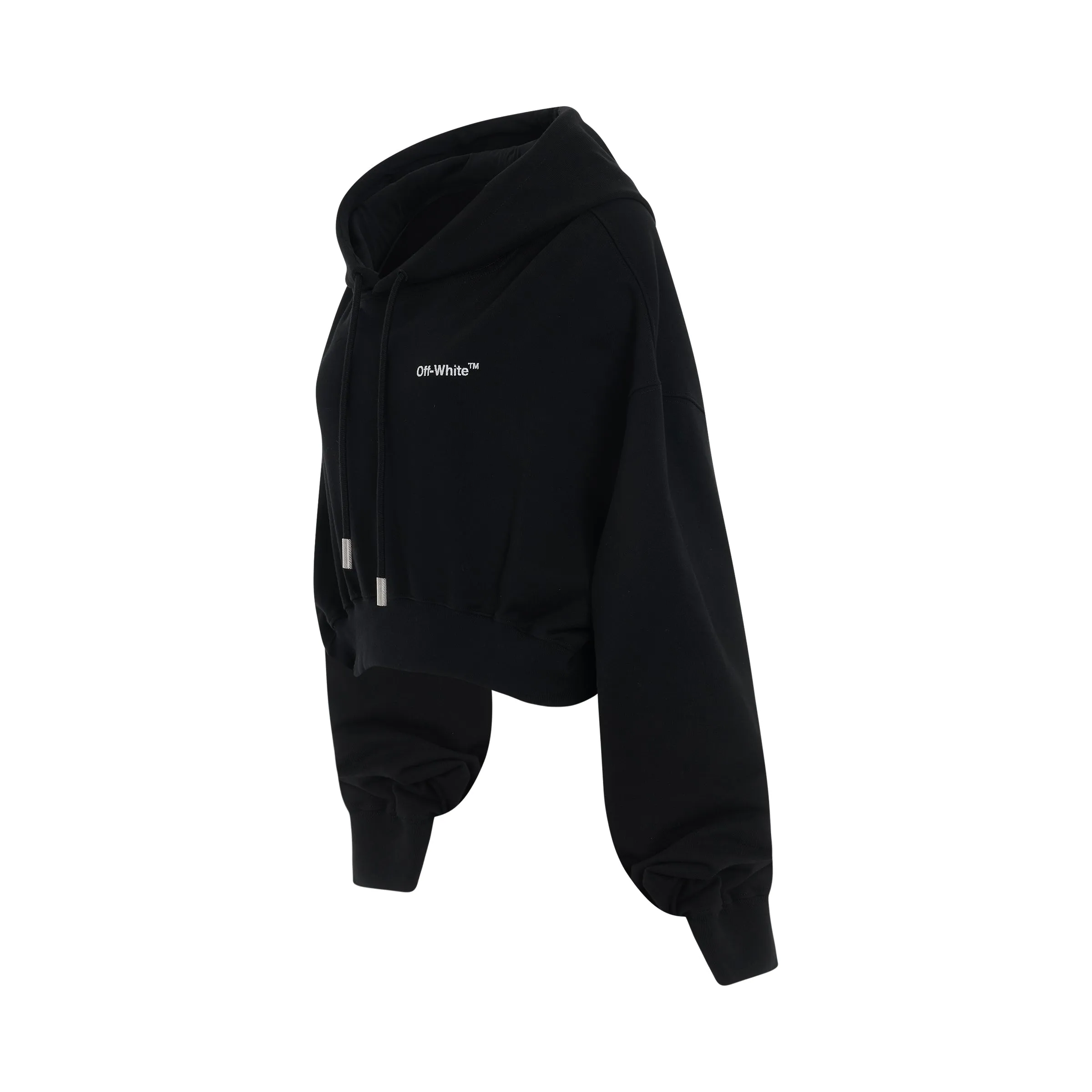 For All Helvetica Crop Oversize Hoodie in Black/White sold by MARAIS product image thumbnail 2
