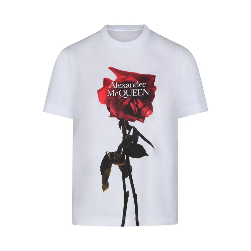 Rose Print Logo T-Shirt in White sold by MARAIS