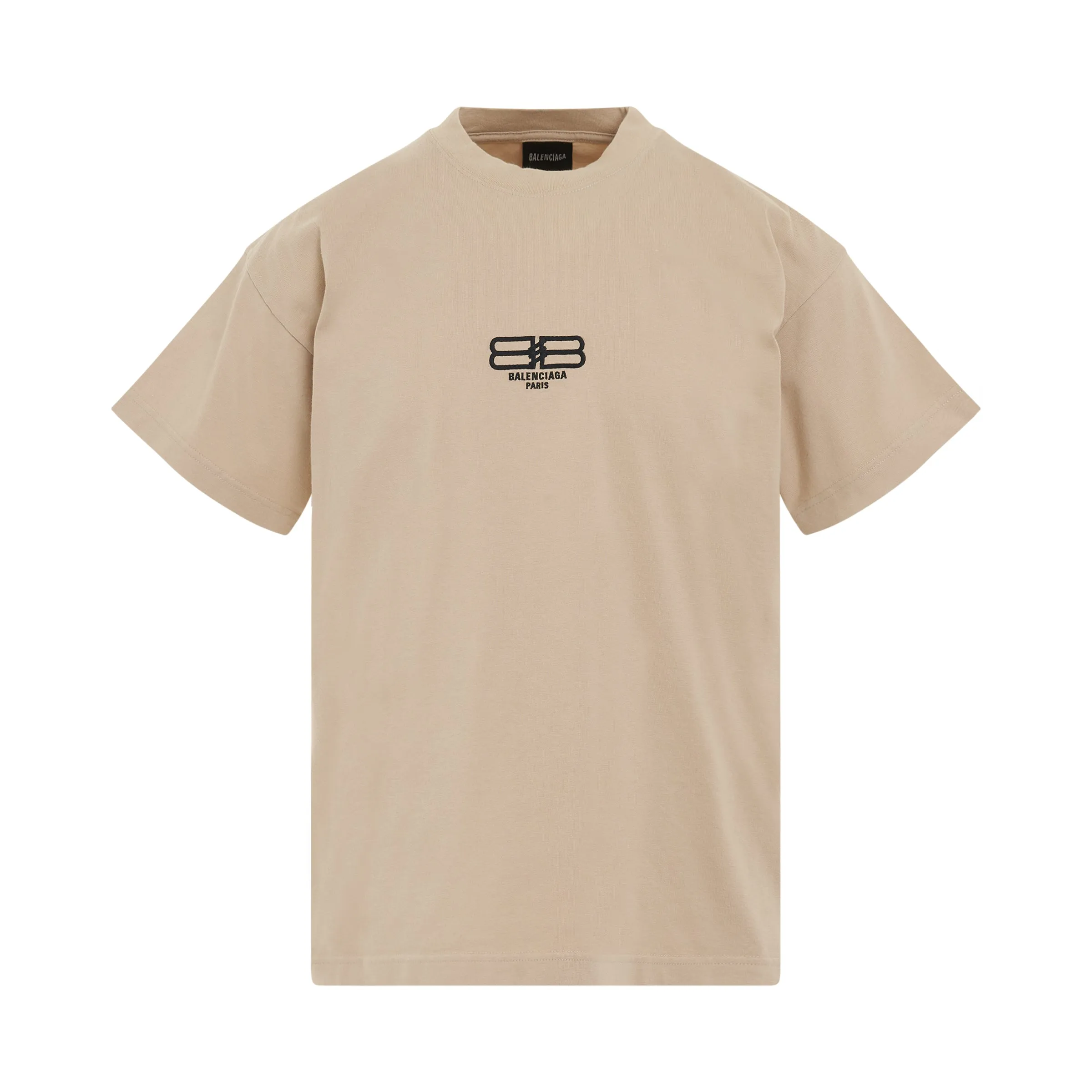 Logo Printed Crewneck T-shirt in Beige/Black sold by MARAIS