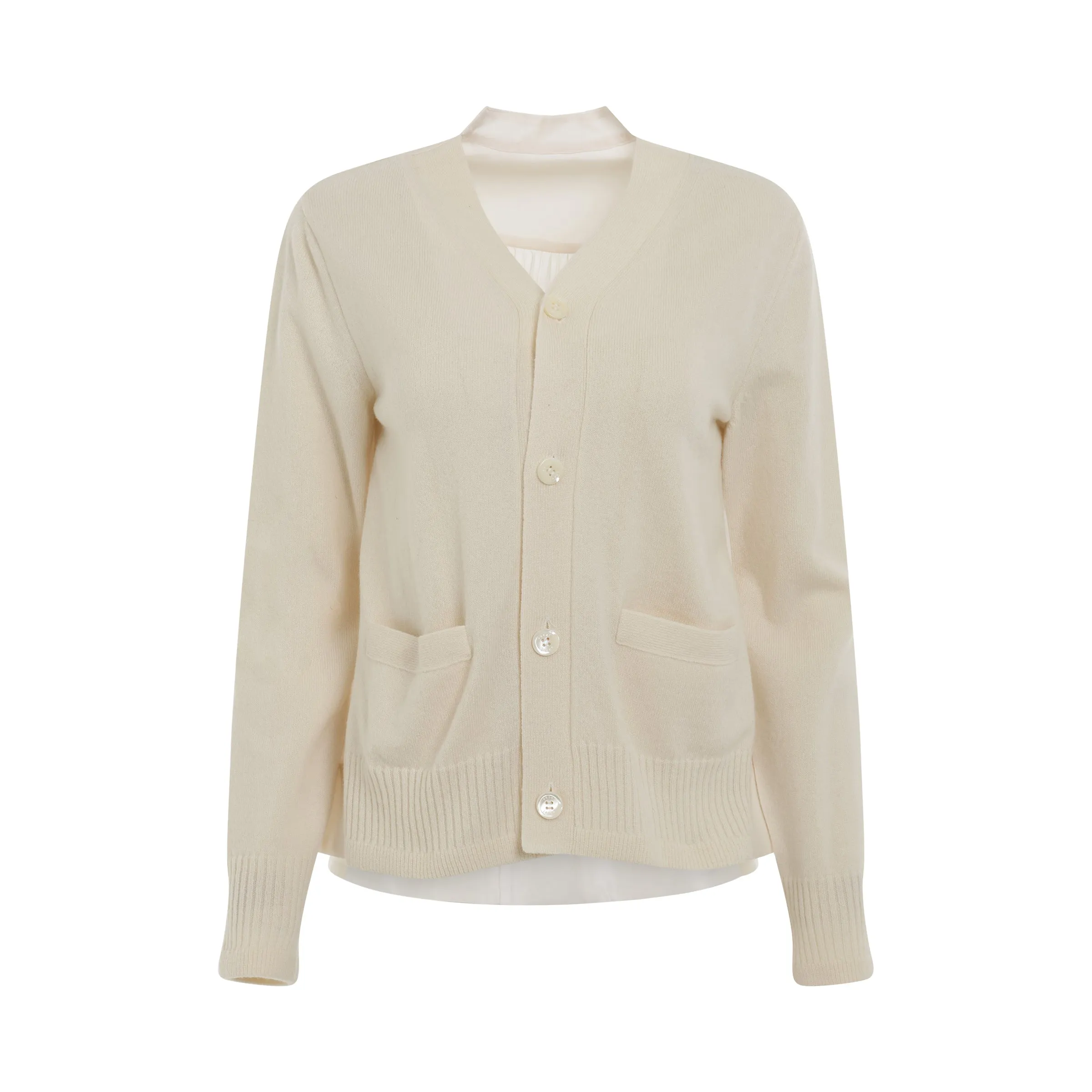 Wool Knit Cardigan in Off White sold by MARAIS