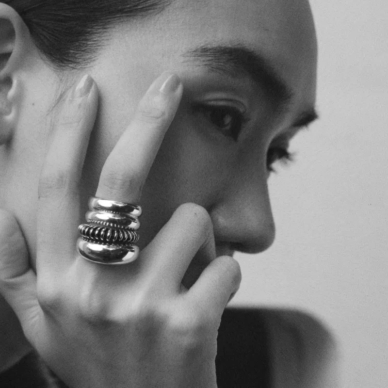 Bertrand Domed Ridge Ring Set (of 3) sold by AGMES