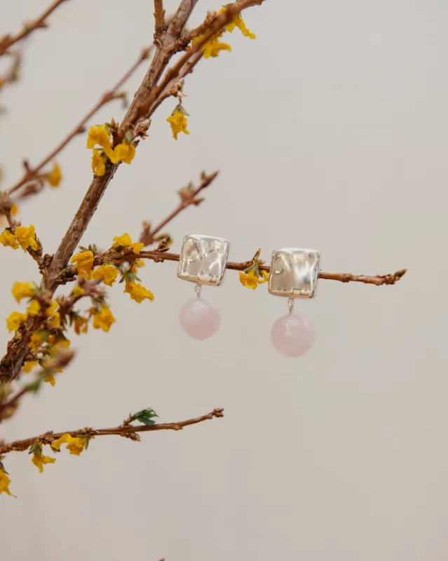 Luca Earrings Rose Quartz [Archive] made by AGMES