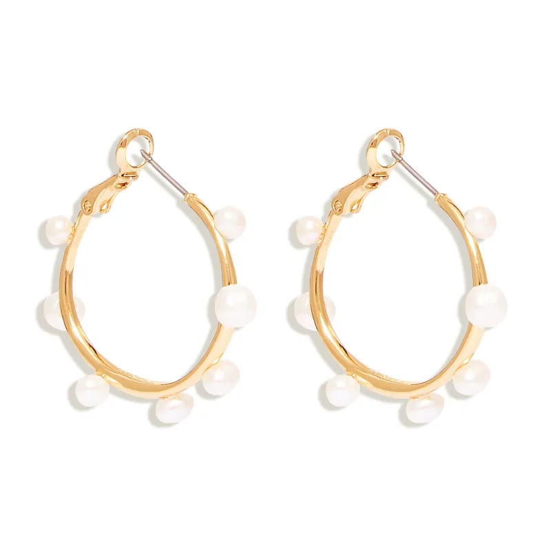 Mini Isla Pearl Hoop Earrings made by Mignonne Gavigan