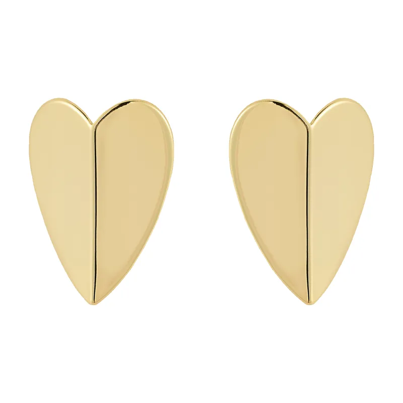 Origami Heart Studs made by Mignonne Gavigan