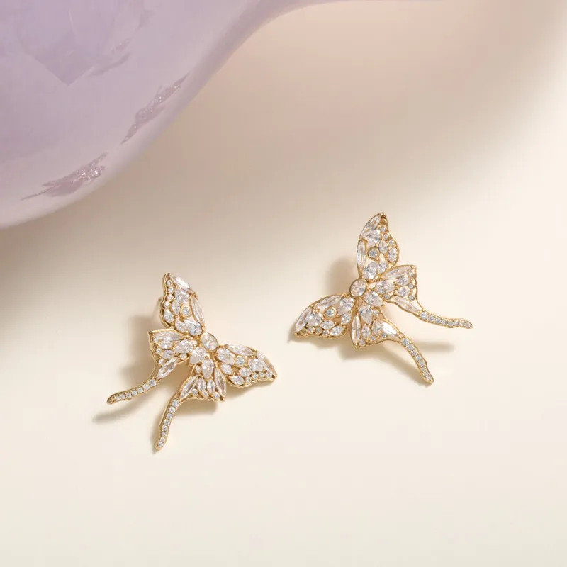 Rosie Butterfly Earrings Crystal made by Mignonne Gavigan