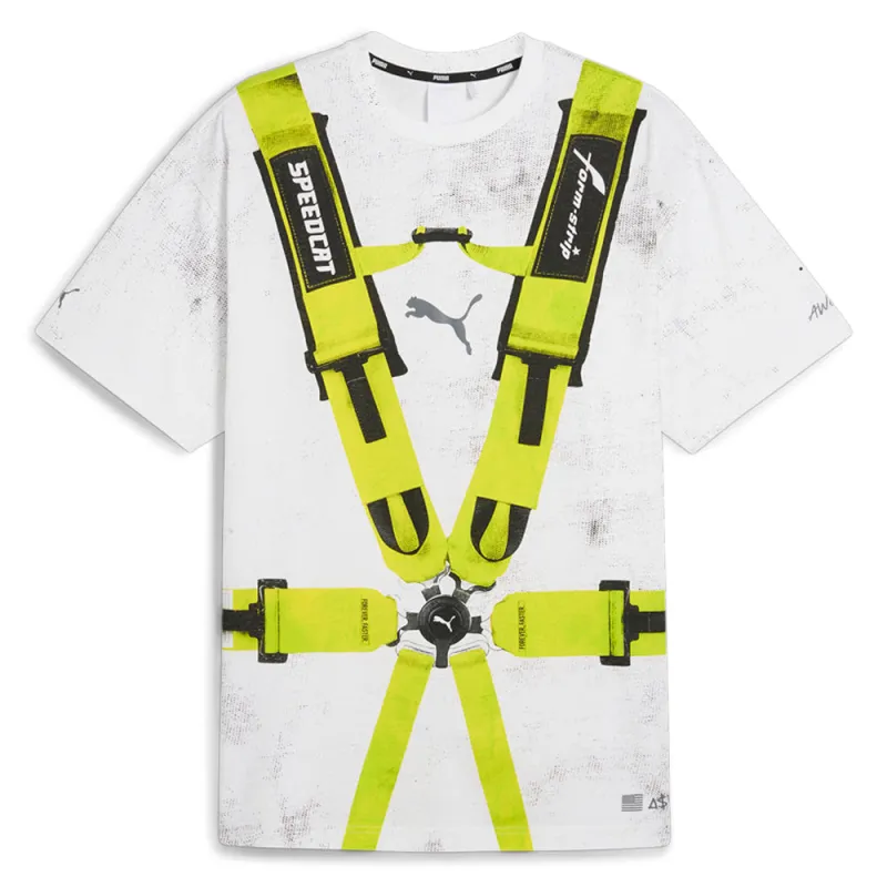 Distressed Seat Belt Graphic Crew Neck Short Sleeve T-Shirt made by Puma