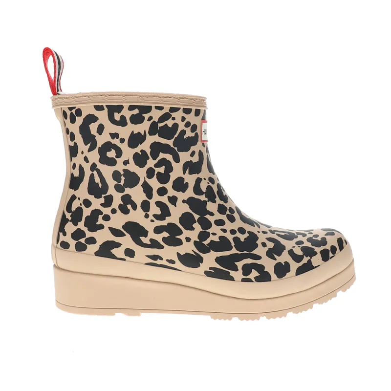 PLAY Insulated Vegan Shearling Short Leopard Rain Boots sold by Shoebacca
