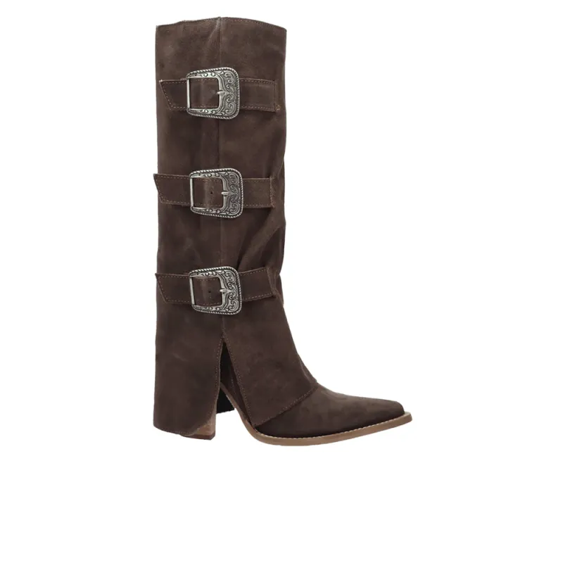 Buckle Bunny Suede Leather Boots sold by Shoebacca