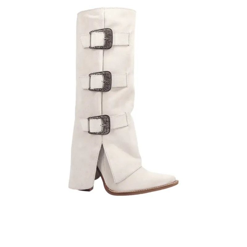 Buckle Bunny Suede Leather Boots sold by Shoebacca