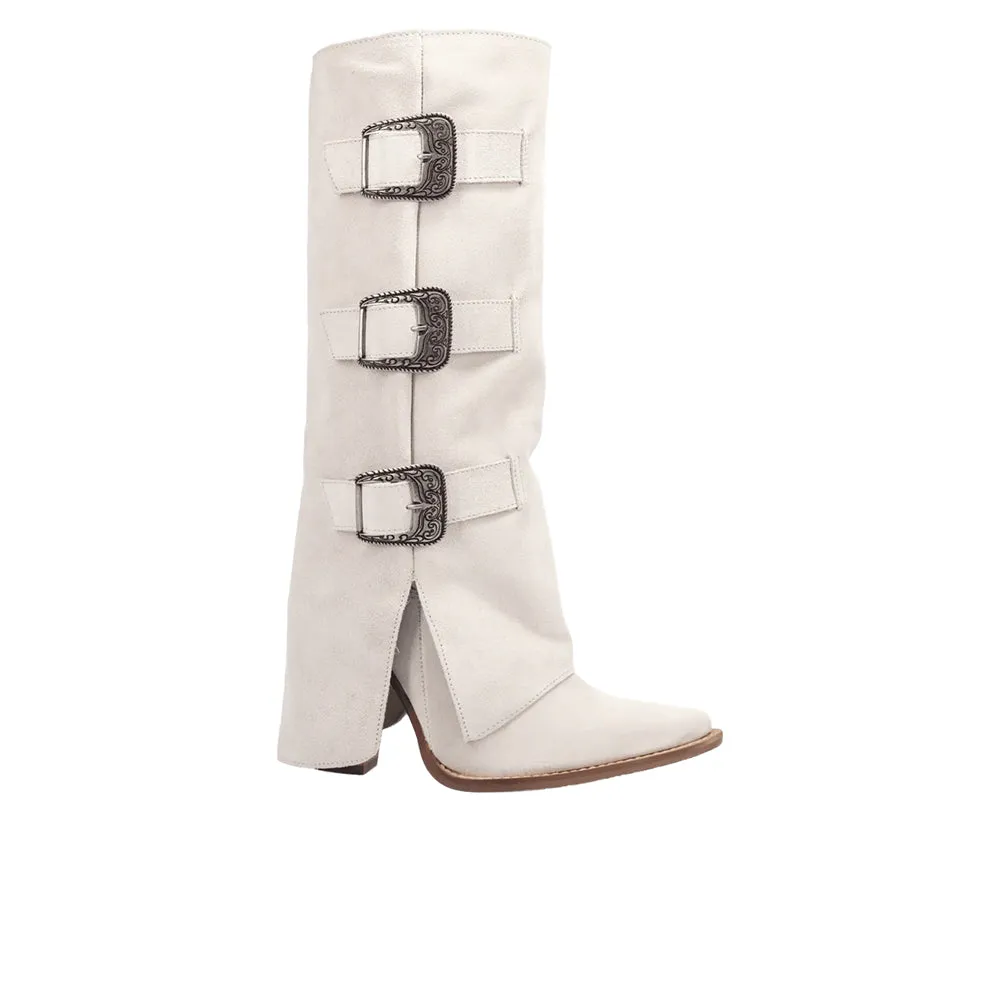 Buckle Bunny Suede Leather Boots sold by Shoebacca