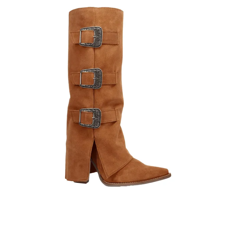 Buckle Bunny Suede Leather Boots sold by Shoebacca