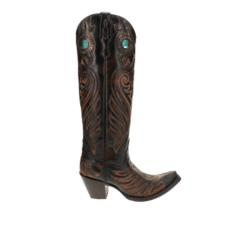 Overlay Embroidered Snip Toe Pull On Cowboy Boots sold by Shoebacca