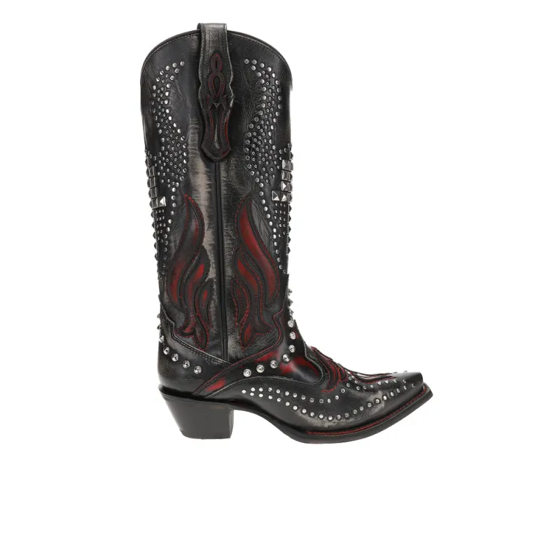 Overlay Embroidered Studded Snip Toe Cowboy Boots sold by Shoebacca