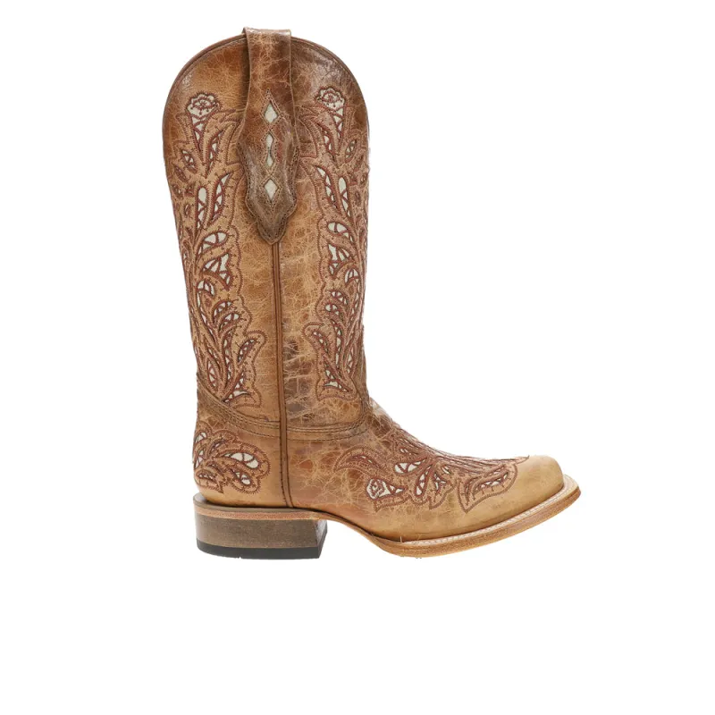 Glitter Inlay Embroidered Square Toe Cowboy Boots made by Shoebacca