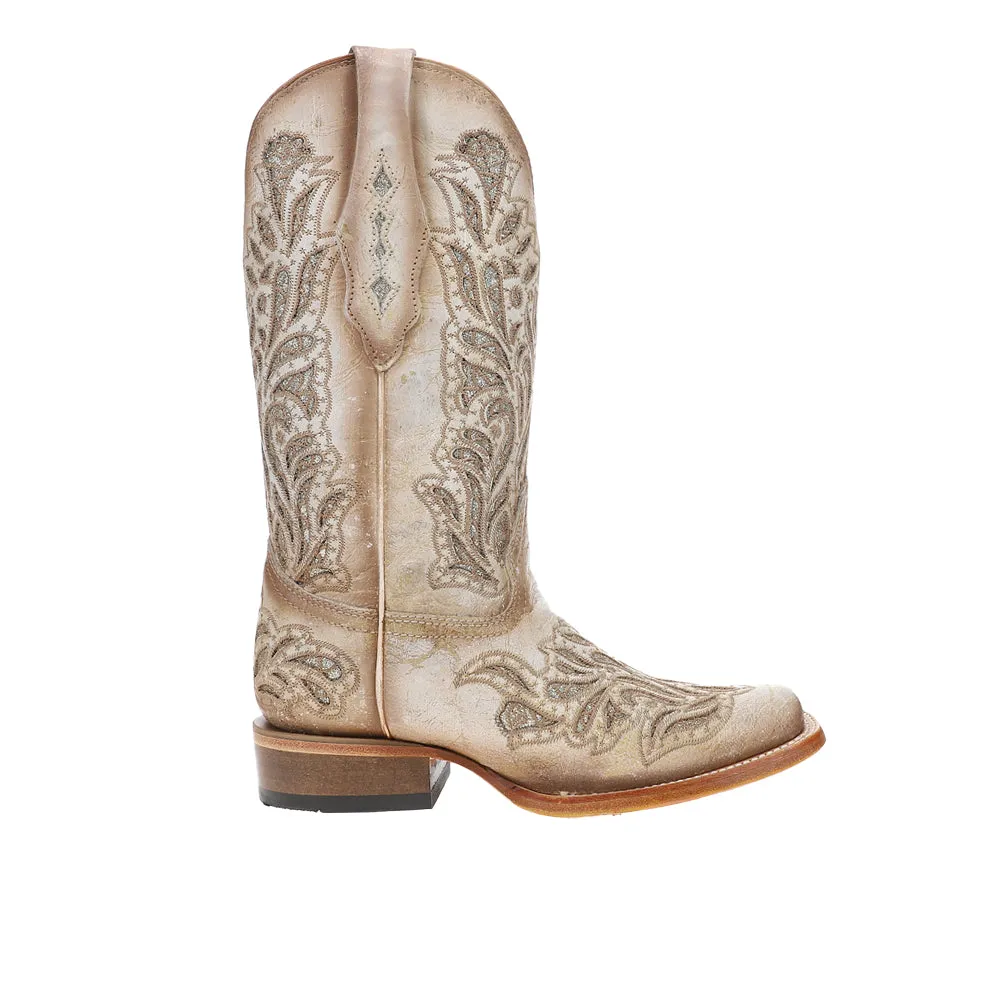 Glitter Inlay Embroidered Square Toe Cowboy Boots sold by Shoebacca